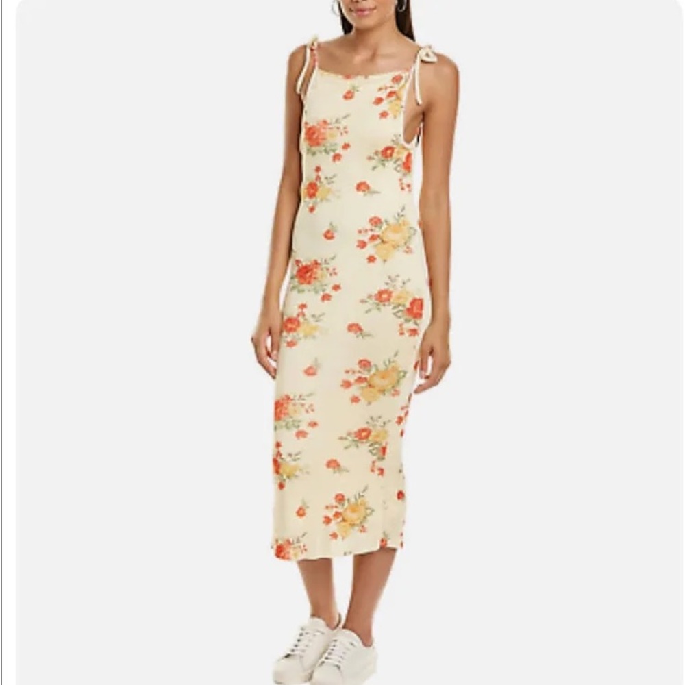 We Wore What- Floral Midi Dress - Yellow